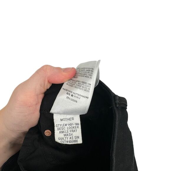 Mother Looker Ankle Fray Skinny Jeans Guilty As Sin Black Distressed Womens 23 - Picture 11 of 11